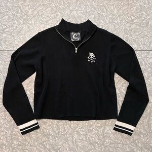 Killstar, Quarter Zip Sweatshirt, Black, Medium